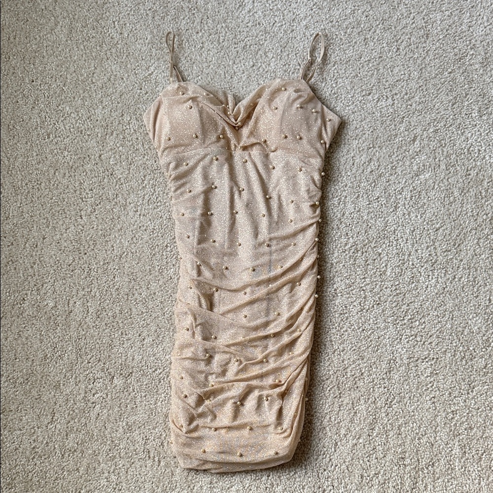 Brand New - Elegant Cream Ruched Dress